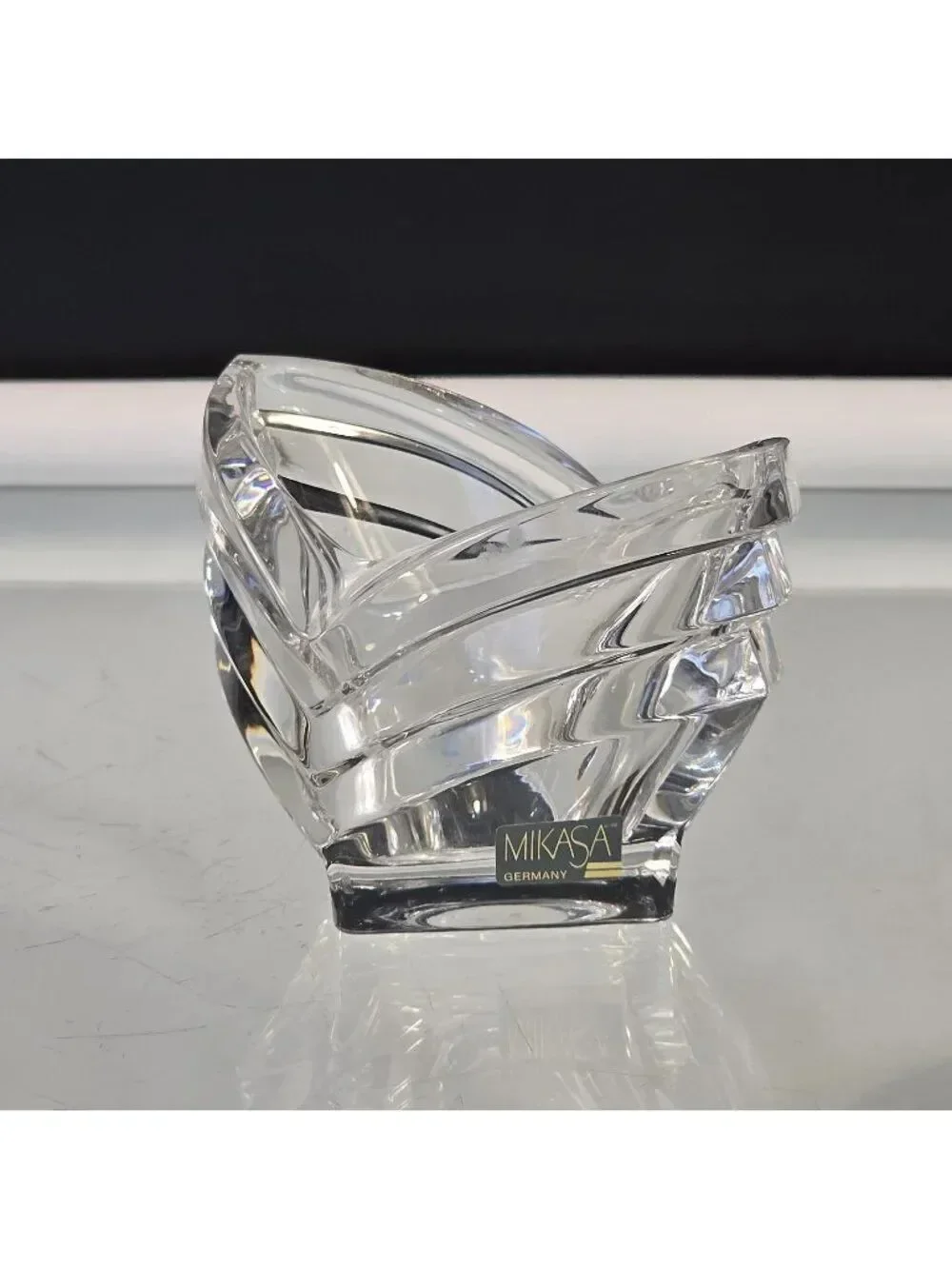Vintage MIKASA Germany Art Deco Lead Crystal Vase Nut Dish Votive Candle Holder